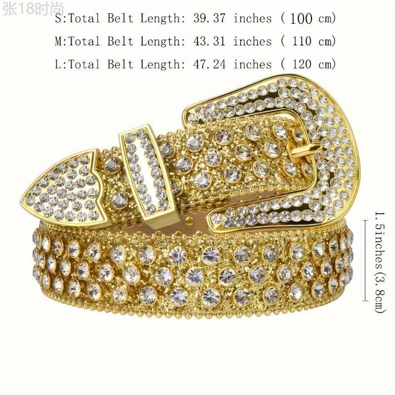 Shiny Y2K Western Rhinestone Belt For Men And Women - Denim Cowgirl Crystal Stud Designer Belt For Denim Jeans Dress