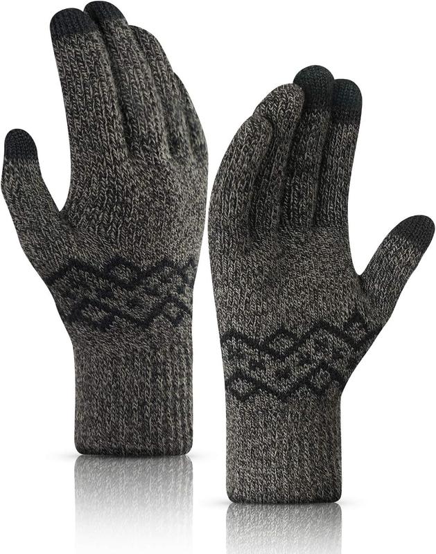 Winter Gloves Women Men - Thick -20F Knit Touch Screen Running Gloves