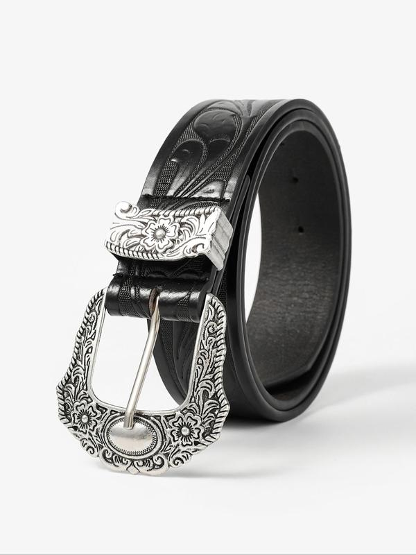 Punk Embossed Pu Buckle Belt, Y2k Style Fashion Vintage Western Belt for Women, All-match Clothes Accessories