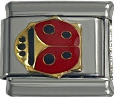 Italian Charm Link Ladybug Red & Black 9mm