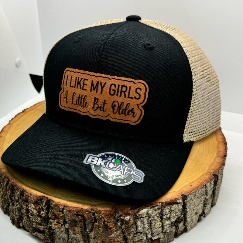 I like my girls a little bit older leather patch hat! Custom SnapBack! Unique and funny, gift for her