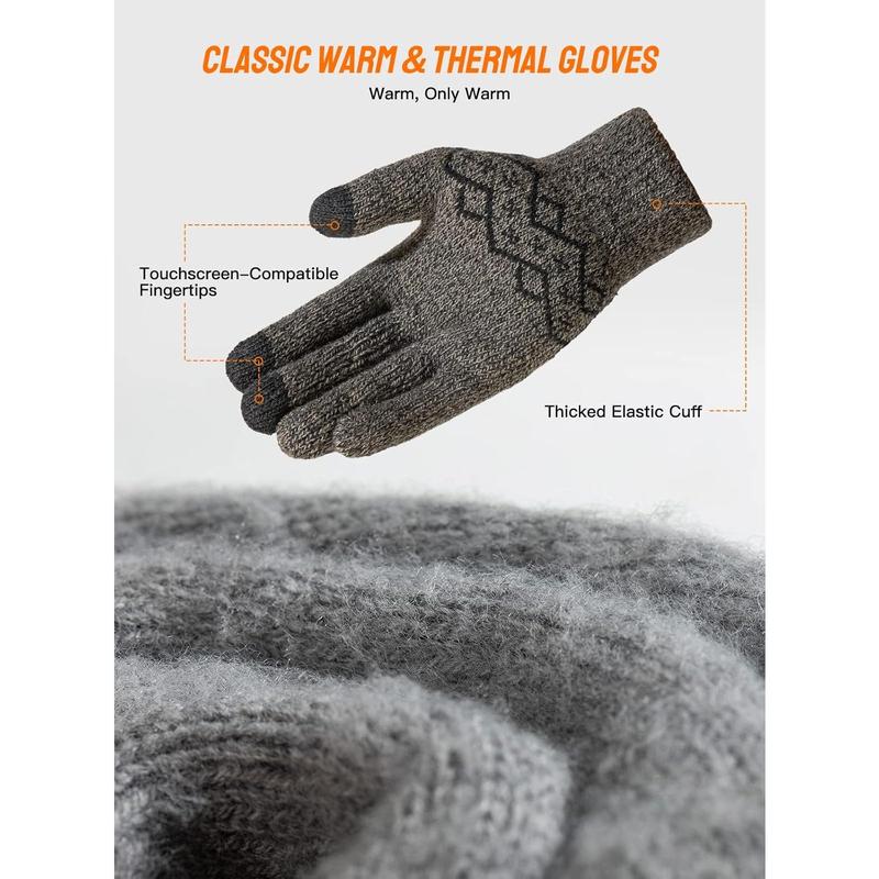 Winter Gloves Women Men - Thick -20F Knit Touch Screen Running Gloves