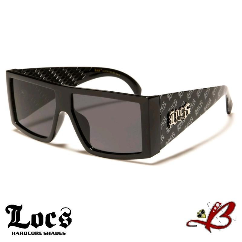 Locs Kingpin Large Frame Flat Top Squared Dark Lens Black Sunglasses | Designer Full Rim Square Cholo OG Lowrider Gangster Style Sport Shades | Original & Authentic Locs