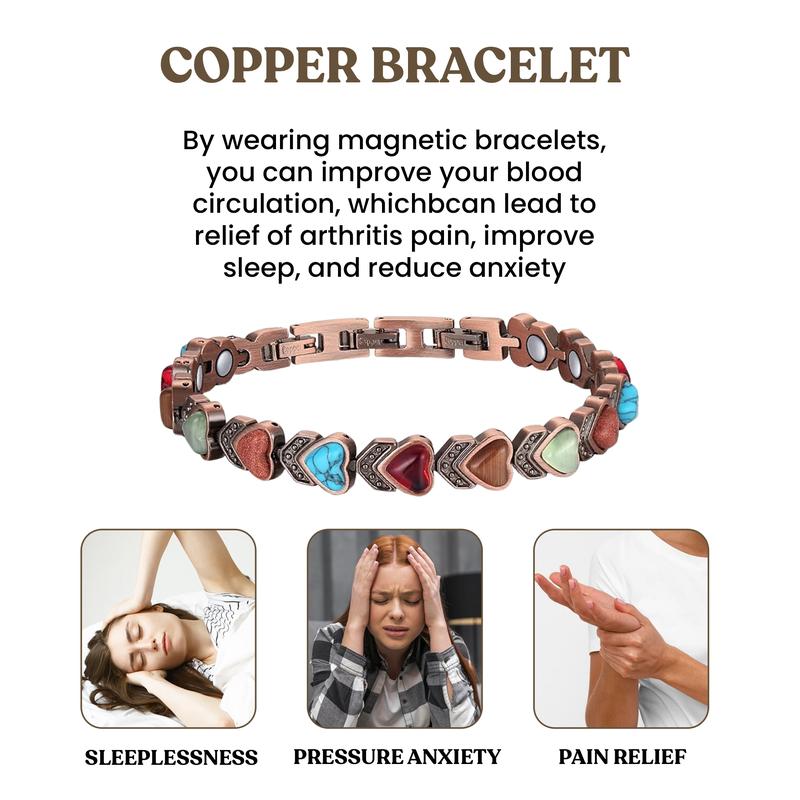 Women’s Magnetic Therapy Copper Bracelet – Energy Balance, and Sleep Support with Hypoallergenic Design