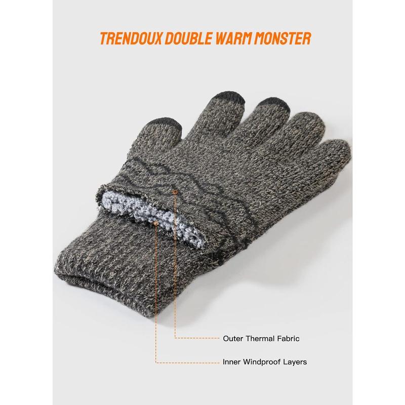 Winter Gloves Women Men - Thick -20F Knit Touch Screen Running Gloves