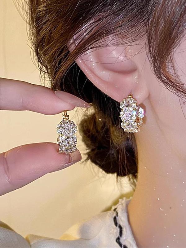 Flower Shaped Rhinestone Decorated Hoop Earrings, 2024 New Style Fashionable Jewelry for Women & Girls, Trendy All-match & Exquisite Jewelry for Birthday Gift