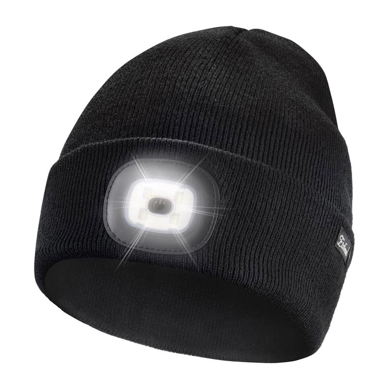 ONLYSHE Beanie with LED Headlight,USB Rechargeable Knit warm winter Hat balaclava Hat for sport,outdoor,Unisex Christmas Birthday Gift