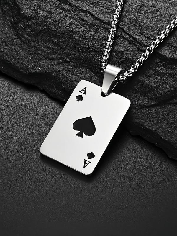 Unisex Street Style Poker Design Pendant Necklace, Trendy Novelty Charm Necklace, Chic All-match Vintage Jewelry As Gift for Women & Men