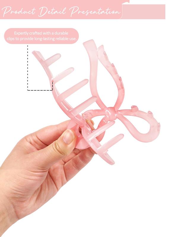 Cute Bowknot Design Hair Claws, 2counts Fashionable Hair Accessories for Women & Girls, Minimalist Headwear Suitable for Thick Hair