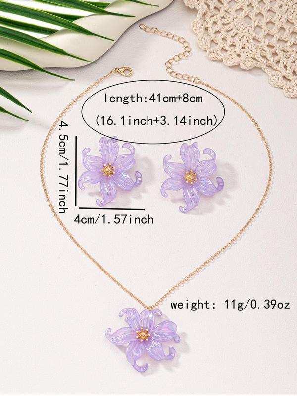 Cute Flower Design Earring and Necklace Set, Fashionable Adjustable Jewelry for Women & Girls for Party, Daily Clothing Decor, Trendy All-match & Exquisite Jewelry for Birthday Gift