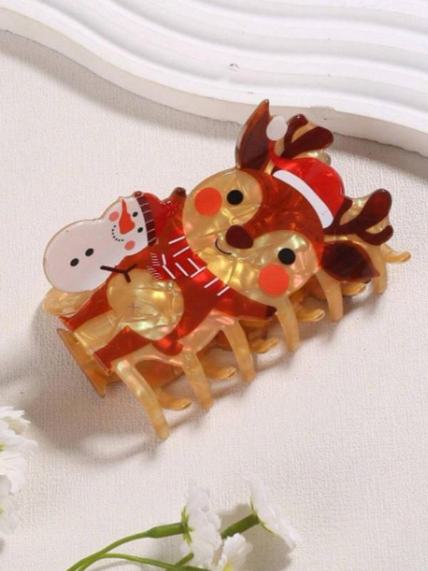 Cute Cartoon Reindeer & Santa Claus Design Hair Claw, Fashionable Hair Accessories for Women & Girls, Cute Lovely Hair Claw for Daily Used