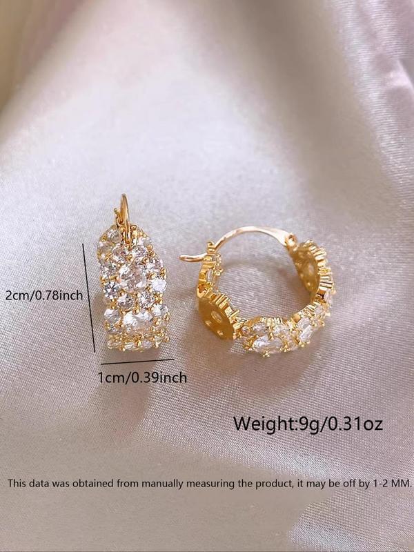 Flower Shaped Rhinestone Decorated Hoop Earrings, 2024 New Style Fashionable Jewelry for Women & Girls, Trendy All-match & Exquisite Jewelry for Birthday Gift