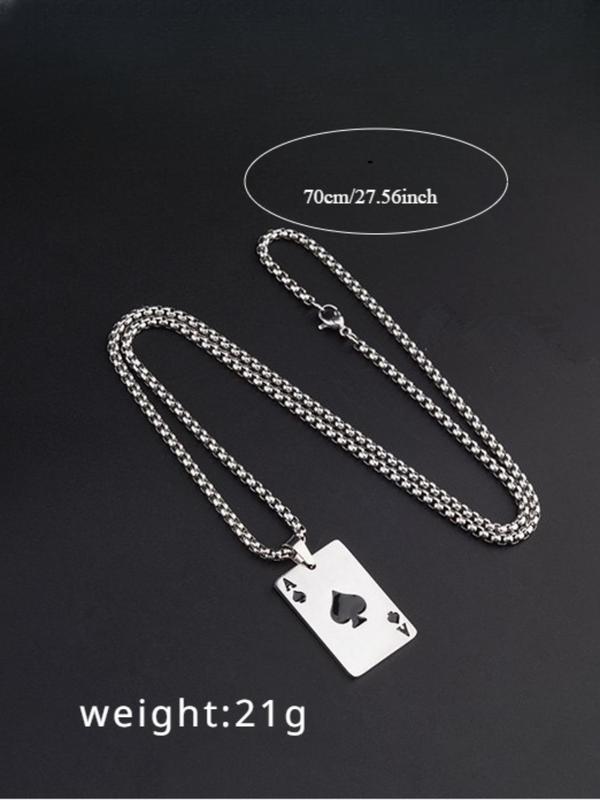 Unisex Street Style Poker Design Pendant Necklace, Trendy Novelty Charm Necklace, Chic All-match Vintage Jewelry As Gift for Women & Men