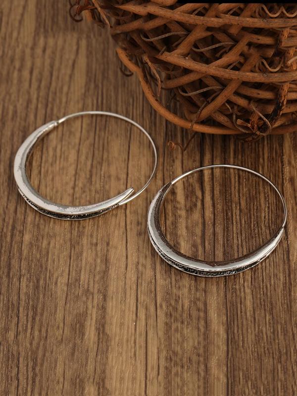 Women's Boho Style Round Shaped Hoop Earrings, Vintage Trendy Hoop Earrings, Chic Gorgeous Jewelry As Gift for Girlfriend