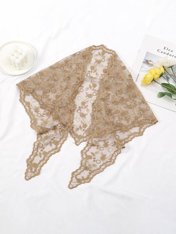 Women's Floral Lace Scarf, Casual Versatile Scarf for Women, Fashion Accessories for Daily Wear, Trendy All-match & Exquisite Scarf for Birthday Gift