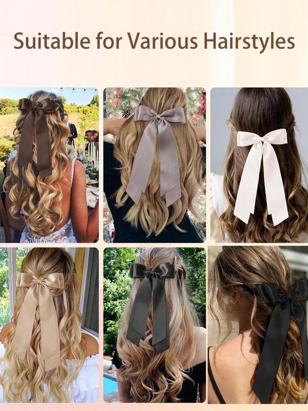 Solid Color Bow Decor Hair Clip, Cute Hair Accessories for Women & Girls, Minimalist Headwear Suitable for Thick Hair