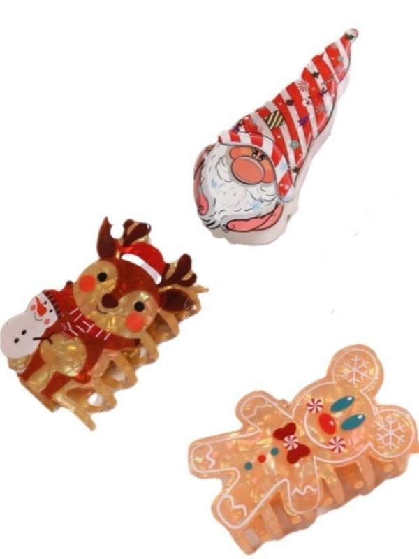 Cute Cartoon Reindeer & Santa Claus Design Hair Claw, Fashionable Hair Accessories for Women & Girls, Cute Lovely Hair Claw for Daily Used