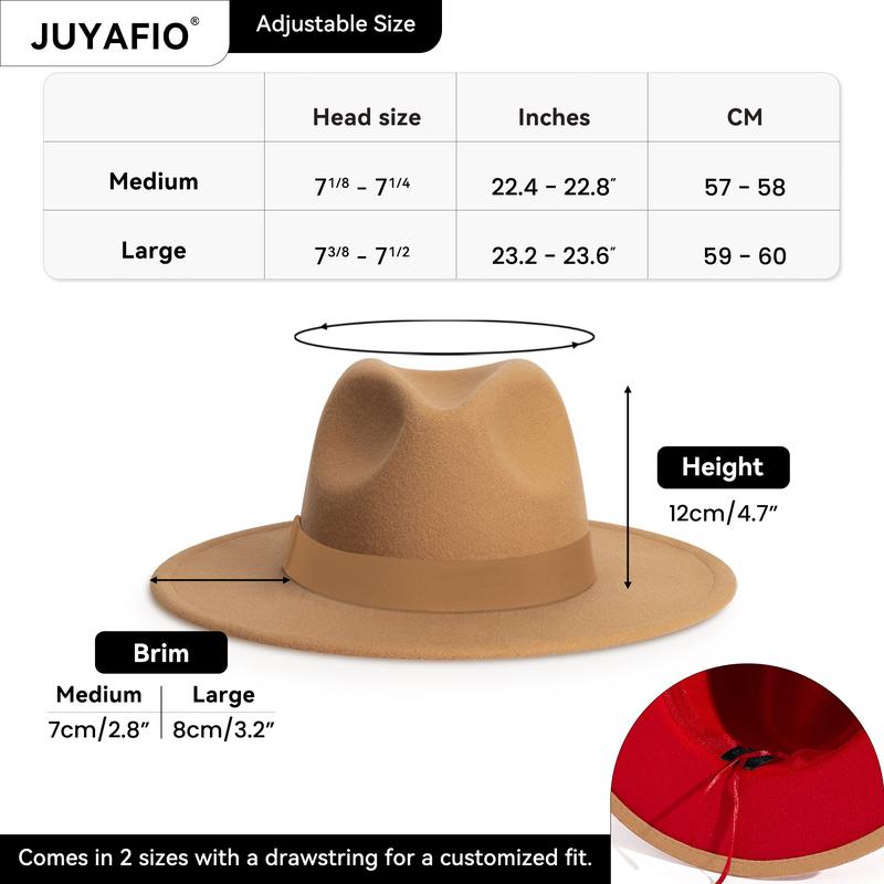 JUYAFIO Wide Brim Fedora Hats for Women Men Classic Dress Hat Felt Panama Hat