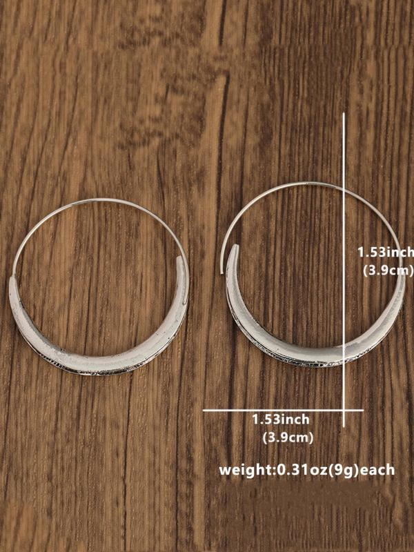 Women's Boho Style Round Shaped Hoop Earrings, Vintage Trendy Hoop Earrings, Chic Gorgeous Jewelry As Gift for Girlfriend