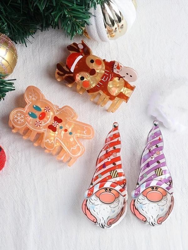 Cute Cartoon Reindeer & Santa Claus Design Hair Claw, Fashionable Hair Accessories for Women & Girls, Cute Lovely Hair Claw for Daily Used