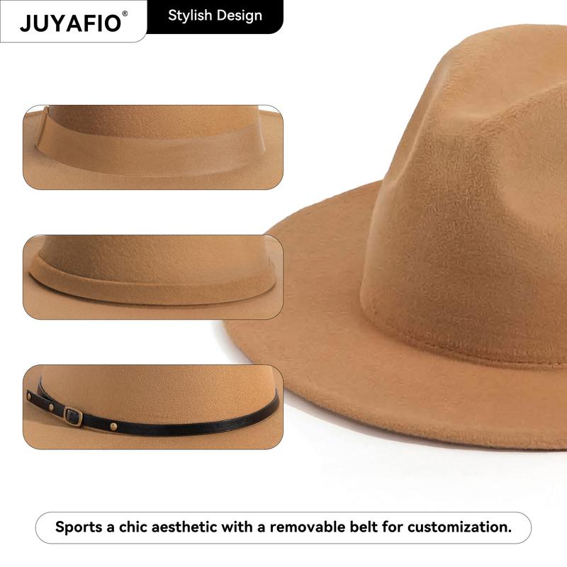 JUYAFIO Wide Brim Fedora Hats for Women Men Classic Dress Hat Felt Panama Hat