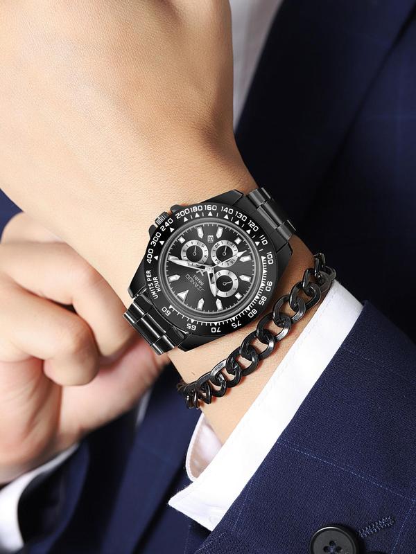 Men's Fashion Round Dial Quartz Watch, 2024 New Style Fashion Watch for Party, Daily Clothing Decor, Trendy All-match & Exquisite Watch for Birthday Gift with Box