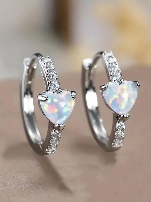 Fashion Heart Shaped Hoop Earrings, Artificial Zircon Decor Earrings for Women, Fashion Jewelry for Party, Daily Decor, Trendy All-match & Exquisite Jewelry for Birthday Gift