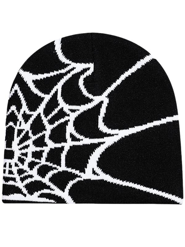 Spider Web Pattern Beanie Hat, Casual Street Style Beanie Hat, Fashionable Beanie Hat for Men & Women for All Season