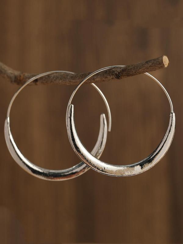 Women's Boho Style Round Shaped Hoop Earrings, Vintage Trendy Hoop Earrings, Chic Gorgeous Jewelry As Gift for Girlfriend