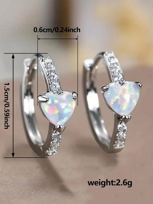 Fashion Heart Shaped Hoop Earrings, Artificial Zircon Decor Earrings for Women, Fashion Jewelry for Party, Daily Decor, Trendy All-match & Exquisite Jewelry for Birthday Gift