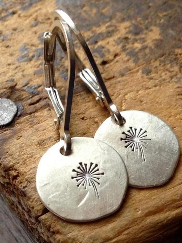 Fashion Temperament Dandelions Decor Round Shaped Dangle Earrings, Female Vintage Casual Matching Drop Earrings for Women, Classic Fashion Accessories for Daily Wear