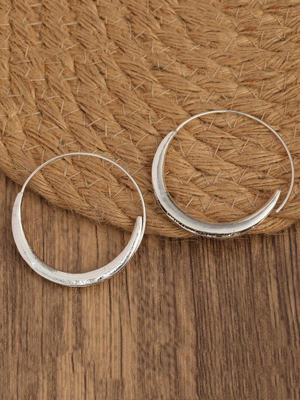 Women's Boho Style Round Shaped Hoop Earrings, Vintage Trendy Hoop Earrings, Chic Gorgeous Jewelry As Gift for Girlfriend