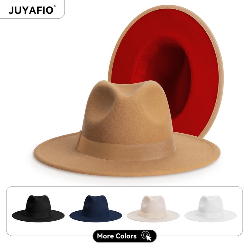 JUYAFIO Wide Brim Fedora Hats for Women Men Classic Dress Hat Felt Panama Hat