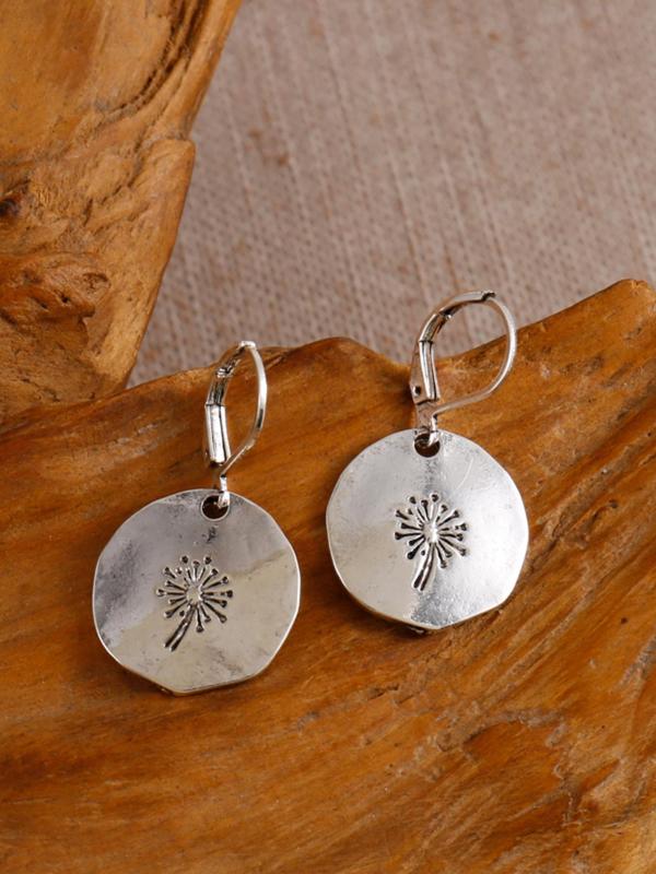 Fashion Temperament Dandelions Decor Round Shaped Dangle Earrings, Female Vintage Casual Matching Drop Earrings for Women, Classic Fashion Accessories for Daily Wear