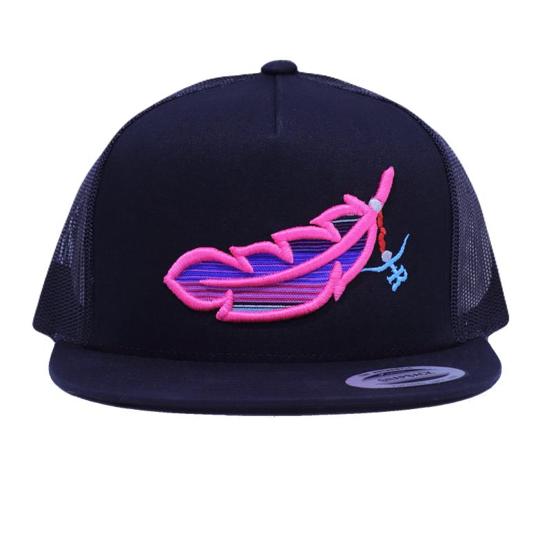 “Feathered Outlaw” -BLK Hot Pink Feather unique headwear