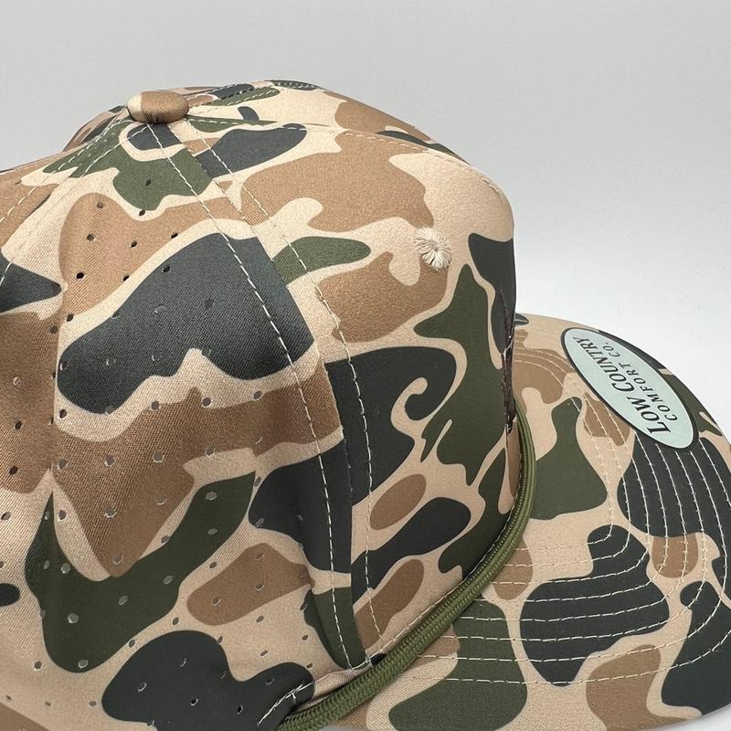 Lab Duck Old School Camo 5 panel performance rope hat by Riverbed Threads