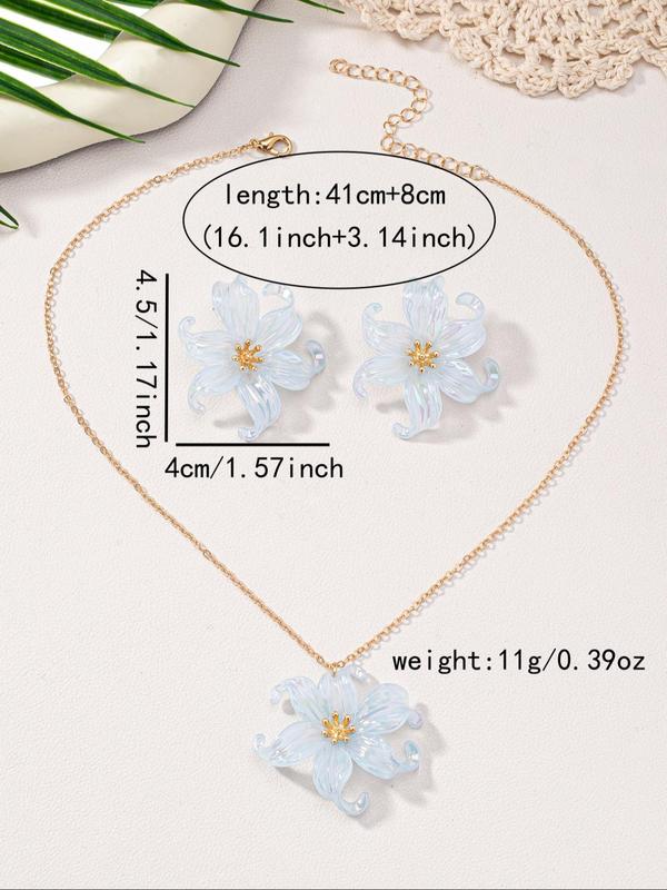 Cute Flower Design Earring and Necklace Set, Fashionable Adjustable Jewelry for Women & Girls for Party, Daily Clothing Decor, Trendy All-match & Exquisite Jewelry for Birthday Gift