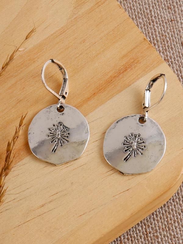 Fashion Temperament Dandelions Decor Round Shaped Dangle Earrings, Female Vintage Casual Matching Drop Earrings for Women, Classic Fashion Accessories for Daily Wear