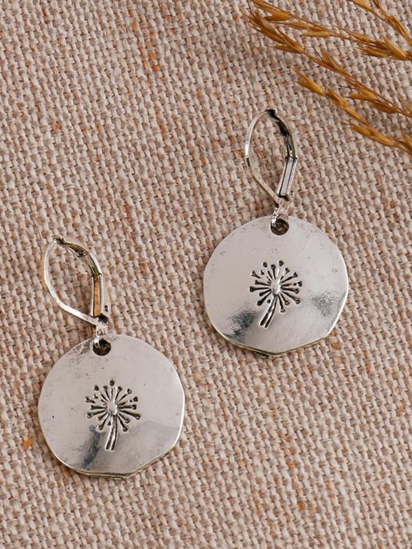 Fashion Temperament Dandelions Decor Round Shaped Dangle Earrings, Female Vintage Casual Matching Drop Earrings for Women, Classic Fashion Accessories for Daily Wear