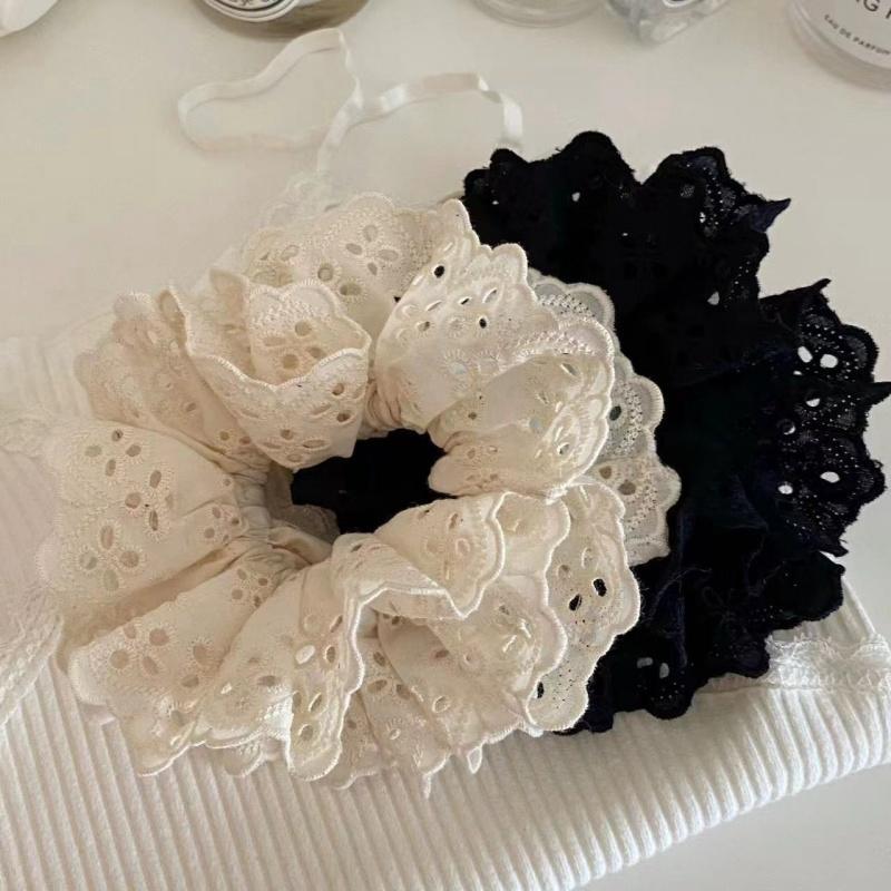 Hollow Out Lace Hair Scrunchies, 2 Counts set Retro Hair Tie, Heatless Styling Tools for Women & Girls, Minimalist Headwear Suitable for Thick Hair