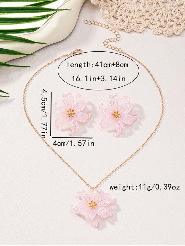 Cute Flower Design Earring and Necklace Set, Fashionable Adjustable Jewelry for Women & Girls for Party, Daily Clothing Decor, Trendy All-match & Exquisite Jewelry for Birthday Gift