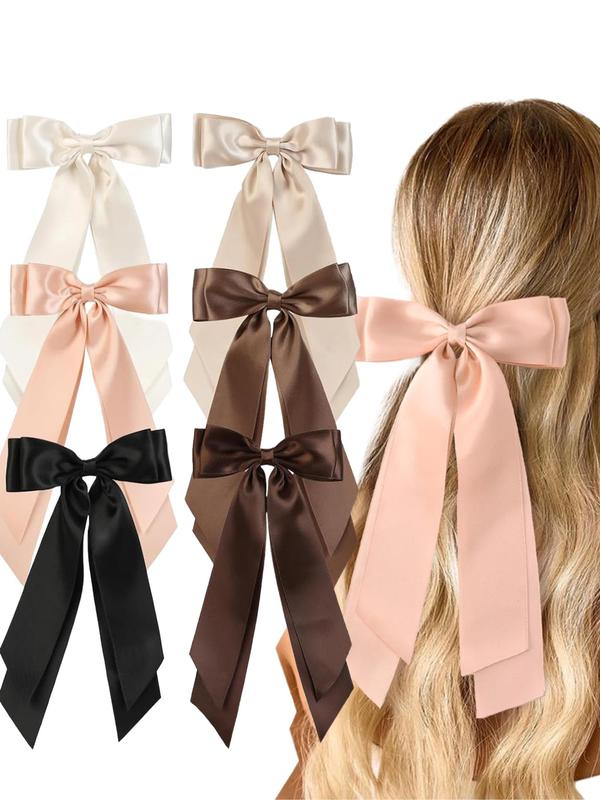 Solid Color Bow Decor Hair Clip, Cute Hair Accessories for Women & Girls, Minimalist Headwear Suitable for Thick Hair