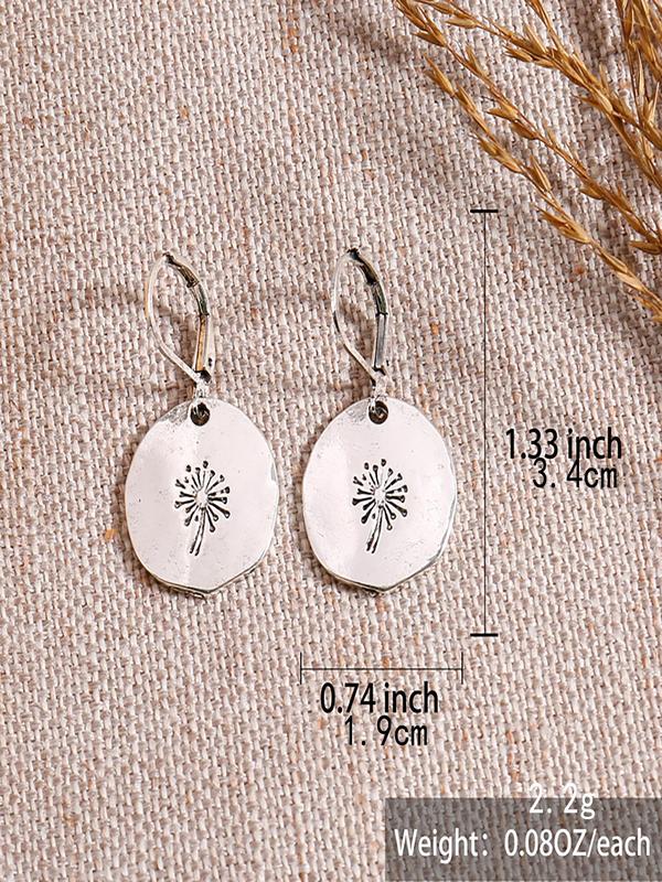 Fashion Temperament Dandelions Decor Round Shaped Dangle Earrings, Female Vintage Casual Matching Drop Earrings for Women, Classic Fashion Accessories for Daily Wear