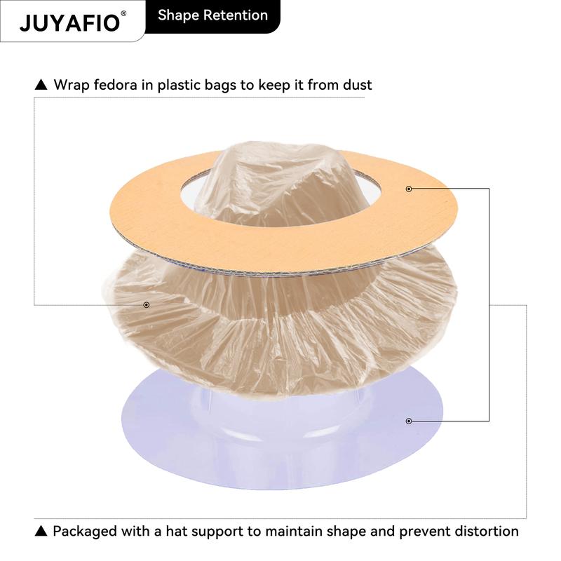 JUYAFIO Wide Brim Fedora Hats for Women Men Classic Dress Hat Felt Panama Hat