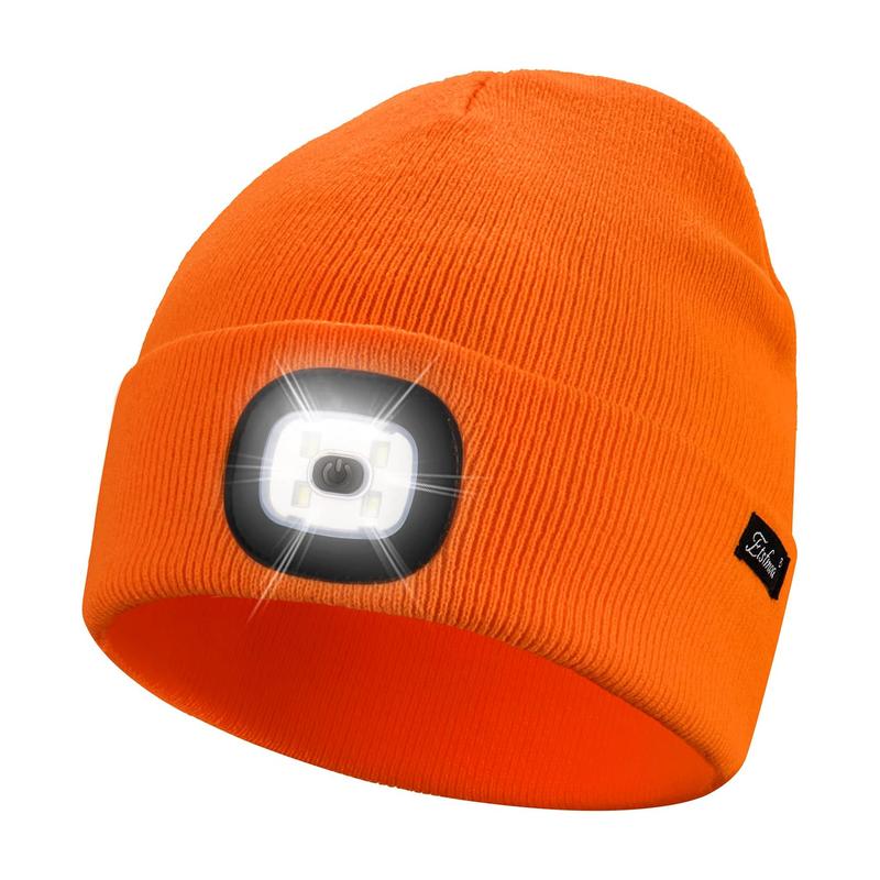 ONLYSHE Beanie with LED Headlight,USB Rechargeable Knit warm winter Hat balaclava Hat for sport,outdoor,Unisex Christmas Birthday Gift