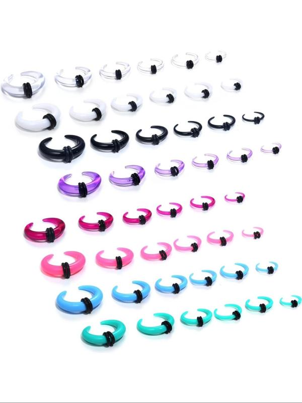 Colorful Acrylic Septum Stretching Kit, C Shape Buffalo Pincher Septum Gauge Kit, Piercing Jewelry with Black O-rings for Stretching Pierced Nose Ear Cartilage