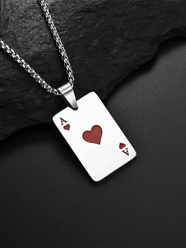 Unisex Street Style Poker Design Pendant Necklace, Trendy Novelty Charm Necklace, Chic All-match Vintage Jewelry As Gift for Women & Men