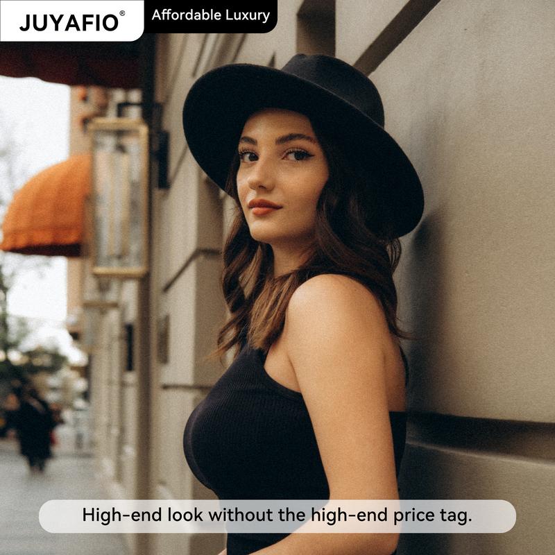 JUYAFIO Wide Brim Fedora Hats for Women Men Classic Dress Hat Felt Panama Hat