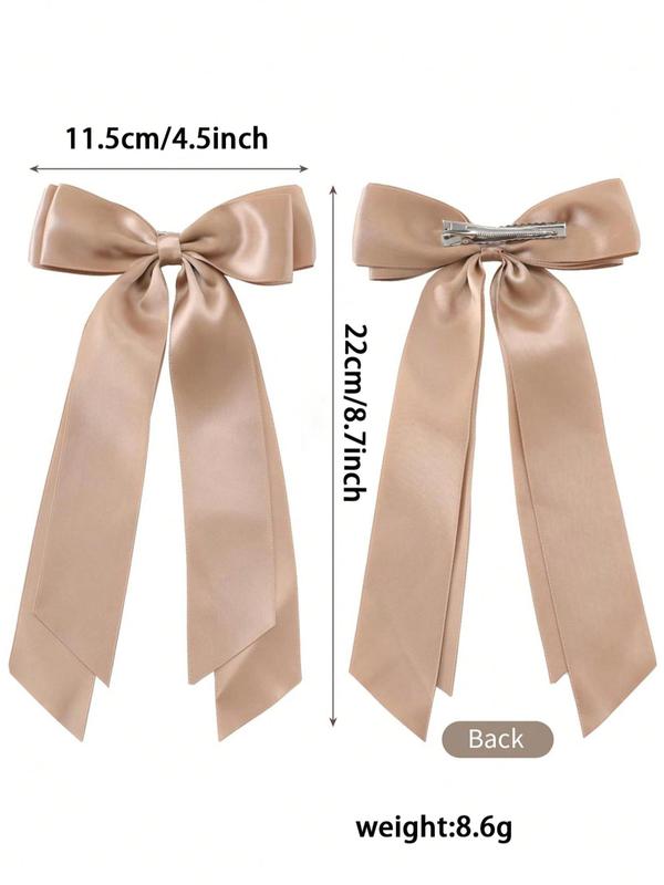 Solid Color Bow Decor Hair Clip, Cute Hair Accessories for Women & Girls, Minimalist Headwear Suitable for Thick Hair