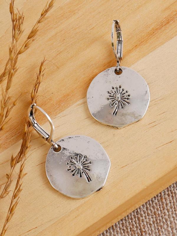 Fashion Temperament Dandelions Decor Round Shaped Dangle Earrings, Female Vintage Casual Matching Drop Earrings for Women, Classic Fashion Accessories for Daily Wear